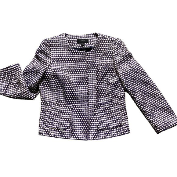 J. Crew Style 96539 Navy Tweed Jacket Sz 2 #164F - Picture 2 of 11